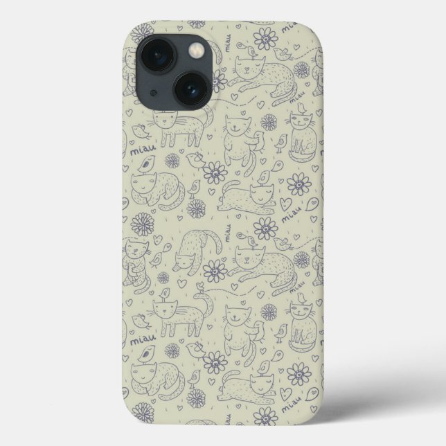 Cartoon pattern with funny cats Case-Mate iPhone case (Back)