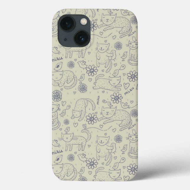 Cartoon pattern with funny cats Case-Mate iPhone case (Back)