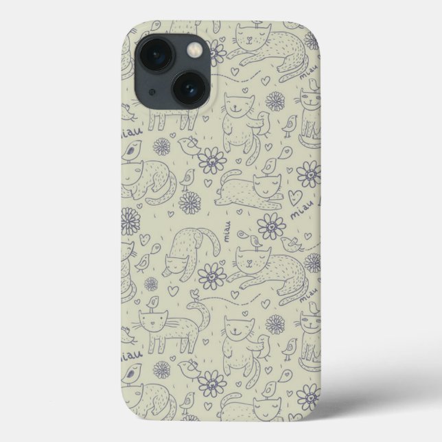 Cartoon pattern with funny cats Case-Mate iPhone case (Back)