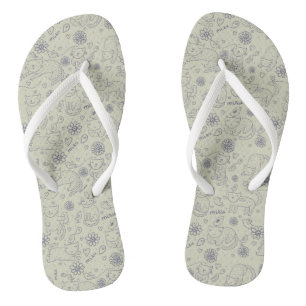 Cartoon pattern with funny cats flip flops
