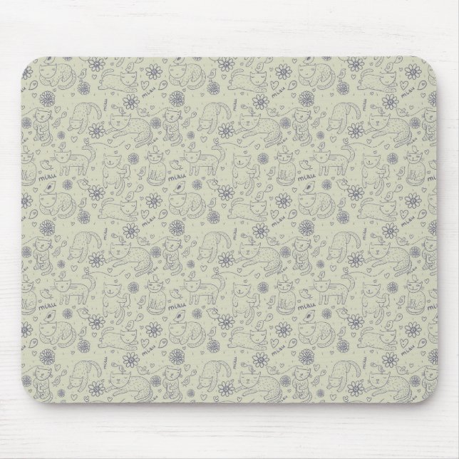 Cartoon pattern with funny cats mouse pad (Front)