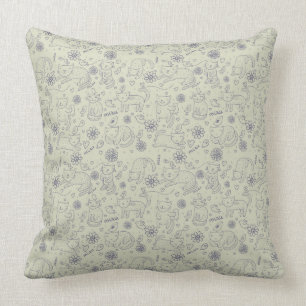 Cartoon pattern with funny cats throw pillow