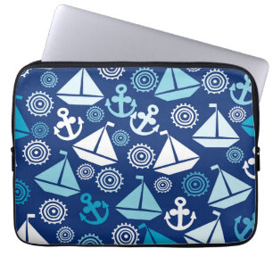 Cartoon Pattern With Sailboats Laptop Sleeve