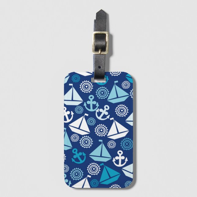 Cartoon Pattern With Sailboats Luggage Tag (Front Vertical)