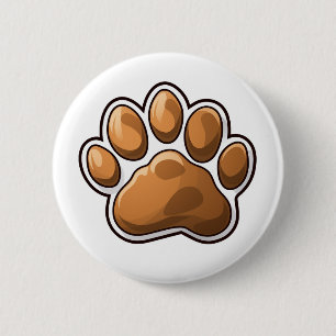 Cartoon paw illustration 2 inch round button