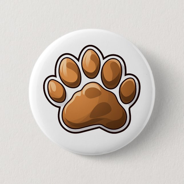 Cartoon paw illustration 2 inch round button (Front)