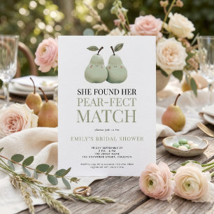 Cartoon Pears Pear-fect Match Bridal Shower Invitation