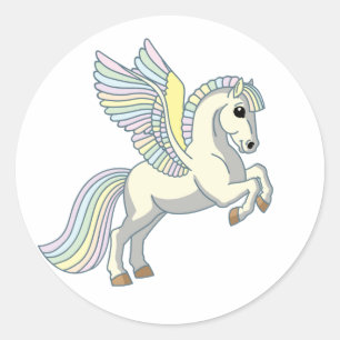 cartoon pegasus classic round sticker