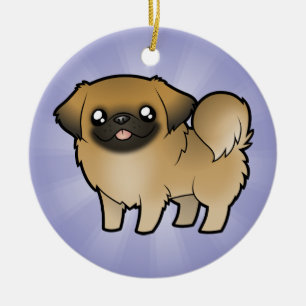 Cartoon Pekeingese (puppy cut) Ceramic Ornament