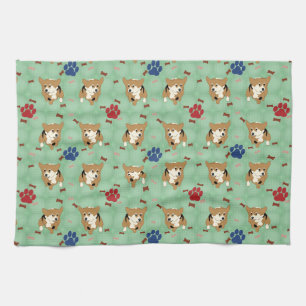 Cartoon Pembroke Welsh Corgi Kitchen Towel