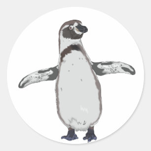 Cartoon Penguin Classic Round Sticker