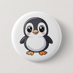 Cartoon penguin illustration 2 inch round button