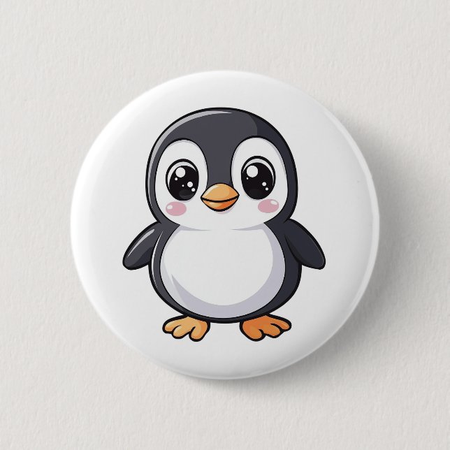 Cartoon penguin illustration 2 inch round button (Front)