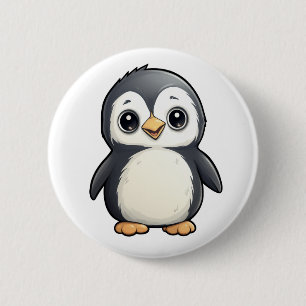 Cartoon penguin illustration 2 inch round button