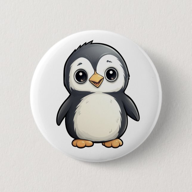 Cartoon penguin illustration 2 inch round button (Front)
