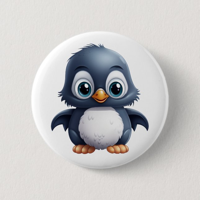 Cartoon penguin illustration 2 inch round button (Front)