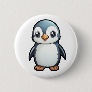 Cartoon penguin illustration 2 inch round button