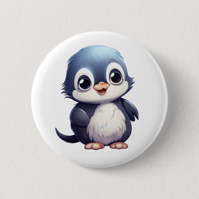 Cartoon penguin illustration 2 inch round button (Front)