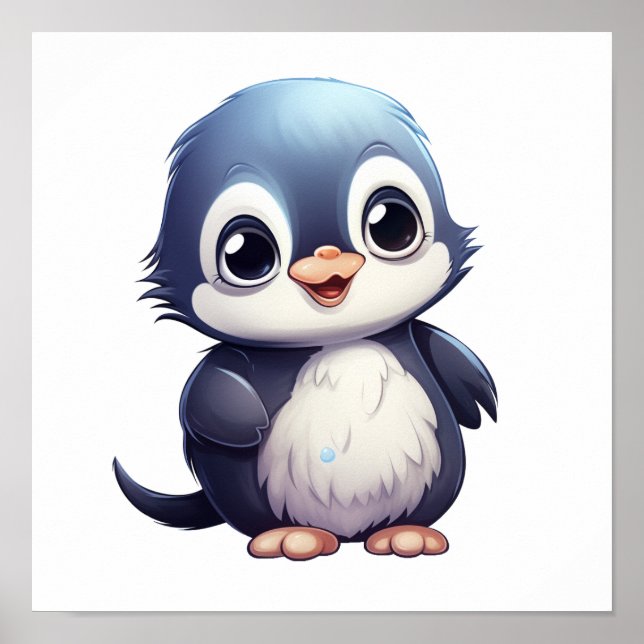 Cartoon penguin illustration poster (Front)