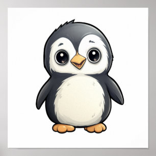 Cartoon penguin illustration poster