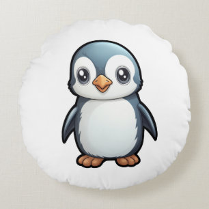 Cartoon penguin illustration round pillow
