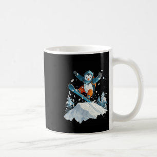 Cartoon Penguin Snowboarding Adventure Winter Coffee Mug