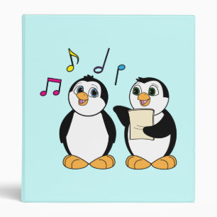 Cartoon Penguins Singing Binder