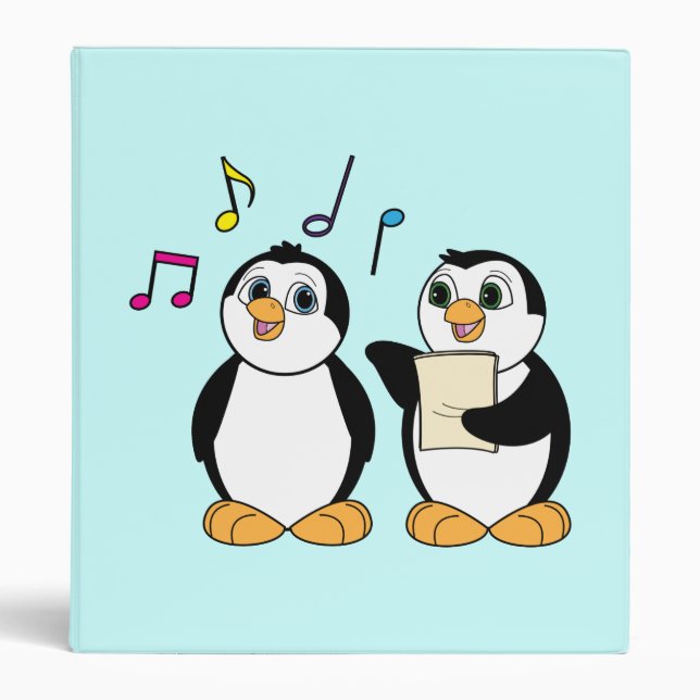 Cartoon Penguins Singing Binder (Front)