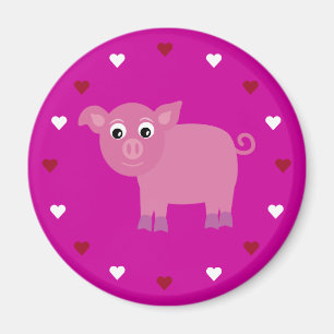 Cartoon Pig & Hearts Customizable Pink Charity Magnet