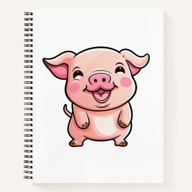 Cartoon pig illustration notebook (Front)