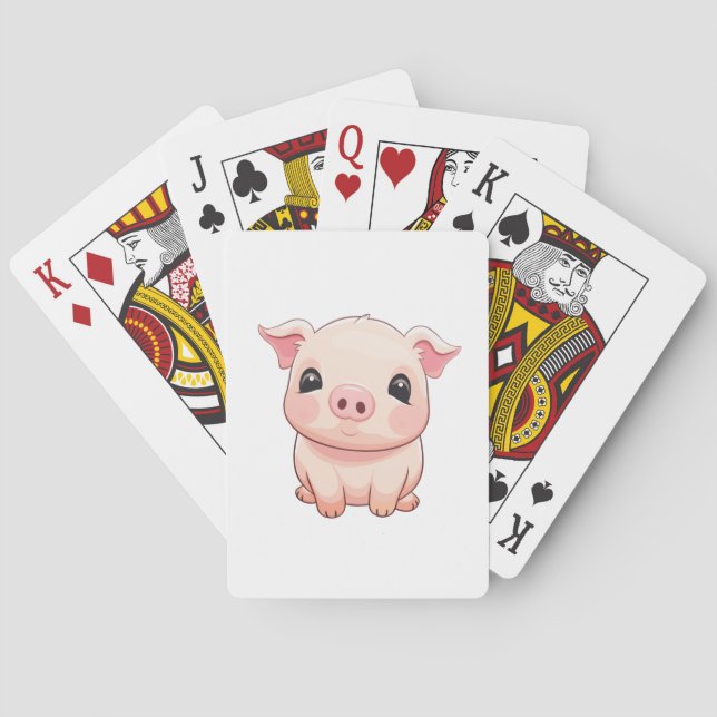 Cartoon pig illustration playing cards (Back)
