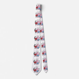 Cartoon pig making bbq   choose background color tie