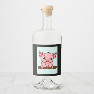 Cartoon Pig_Pig Lover Liquor Bottle Label