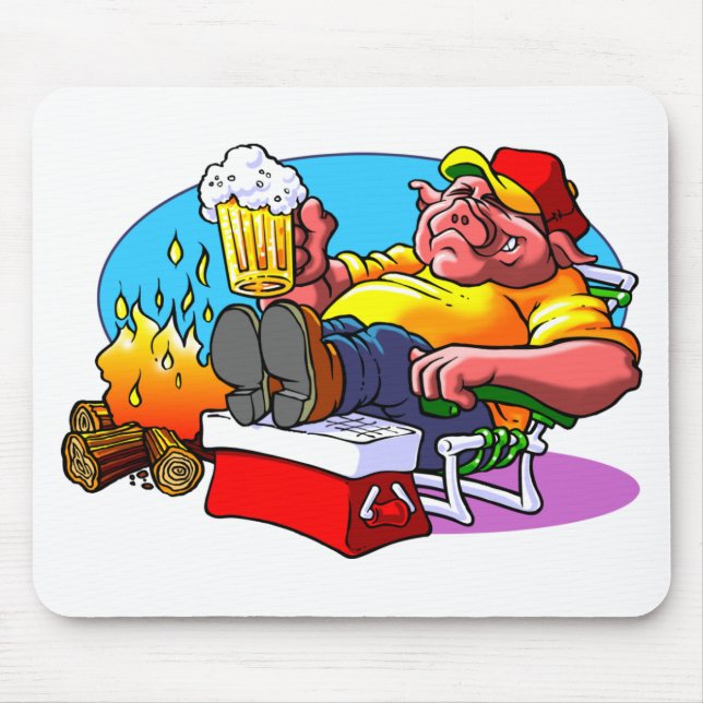 Cartoon Pig Roast Mouse Pad (Front)