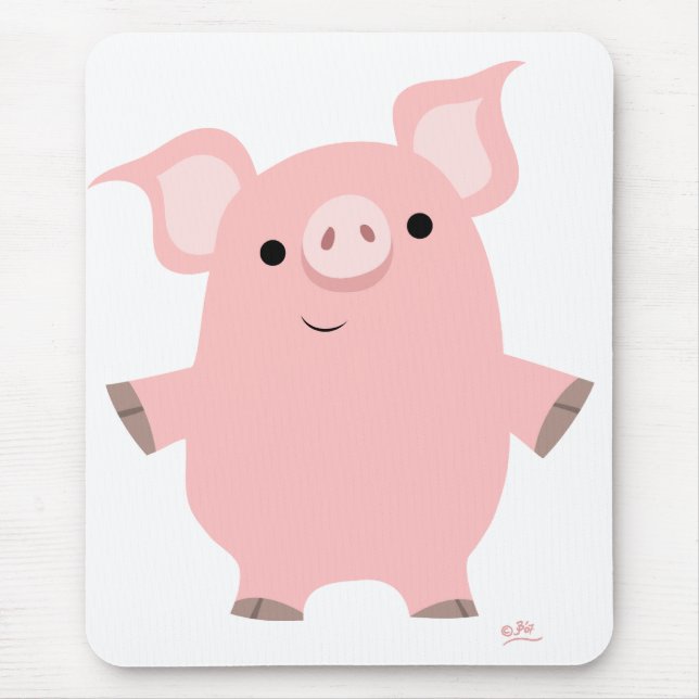 Cartoon Pig standing up mousepad (Front)