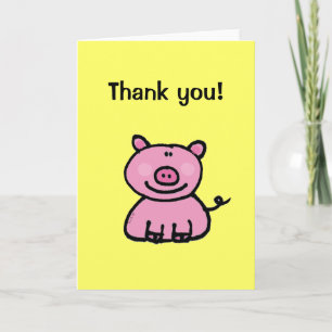 Cartoon Pig Thank You Card 