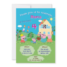 Cartoon Pig Theme invitaion. Kids party.