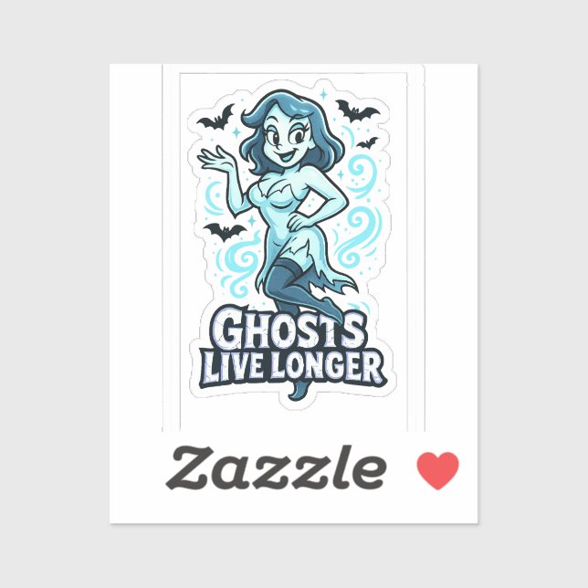 Cartoon Pin-Up Ghost – Ghosts Live Longer (Sheet)