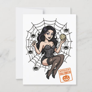 Cartoon Pin-Up Spider – Halloween Approved Postcard