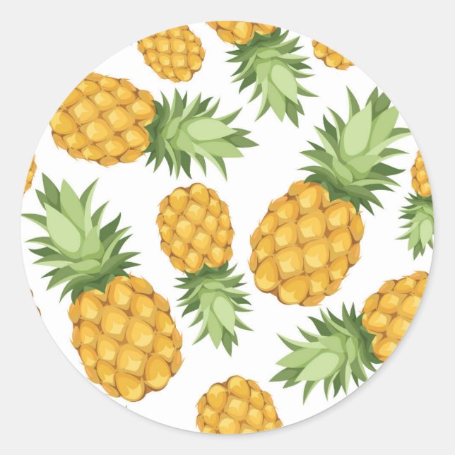 Cartoon Pineapple Pattern Classic Round Sticker (Front)