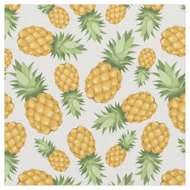 Cartoon Pineapple Pattern Fabric (Close Up)