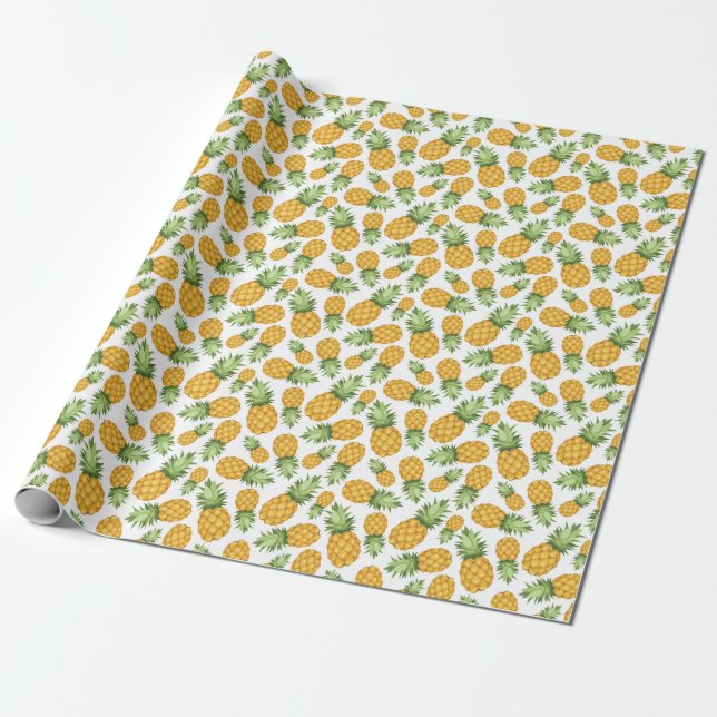 Cartoon Pineapple Pattern Wrapping Paper (Unrolled)