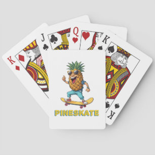 Cartoon Pineapple with Sunglasses on a Skateboard  Playing Cards