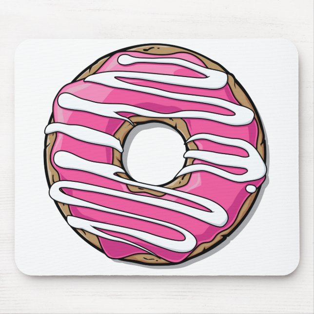 Cartoon Pink Doughnut with Icing Mouse Pad (Front)