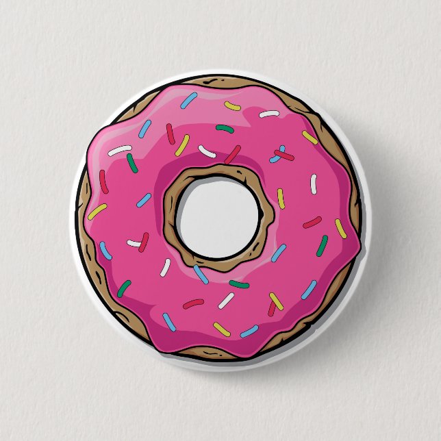Cartoon Pink Doughnut With Sprinkles 2 Inch Round Button (Front)
