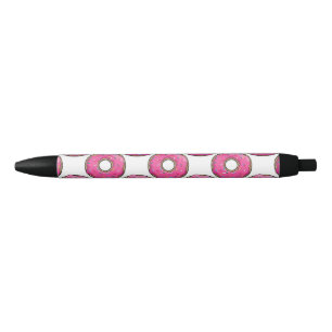 Cartoon Pink Doughnut With Sprinkles Black Ink Pen