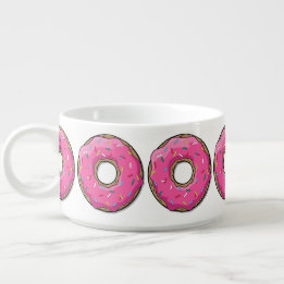 Cartoon Pink Doughnut With Sprinkles Bowl
