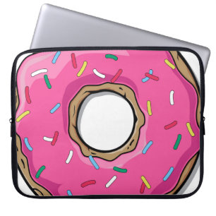 Cartoon Pink Doughnut With Sprinkles Laptop Sleeve