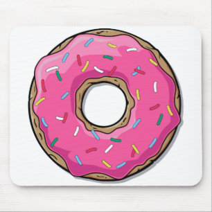 Cartoon Pink Doughnut With Sprinkles Mouse Pad