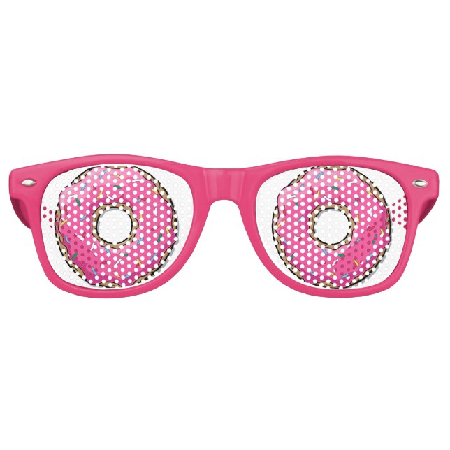 Cartoon Pink Doughnut With Sprinkles Retro Sunglasses (Front)